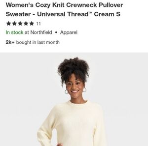 Universal Thread Women's Cream Knit Crewneck Sweater